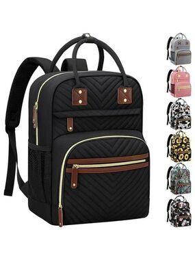 Large Diaper Bag Backpack Waterproof Baby Travel Bag Insulated Pockets Black